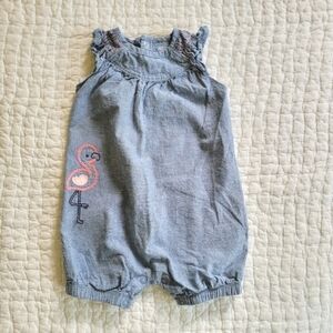 Just One You by Carter's Chambray Flamingo Romper size 12mo